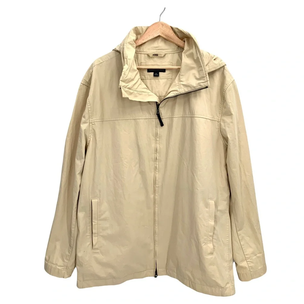 Banana Republic Men’s Jacket Y2K Front Zip Medium Weight w/ Zip Up Hood Large